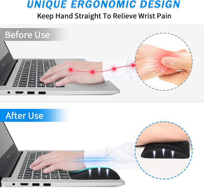 VAGAU Wrist Rests for Laptop, Wrist Support for Keyboard and Mouse, Ergonomic Memory Foam Wrist Pads for Laptop, Office, Computer, Comfortable Typing Wrist Pain & Carpal Tunnel Relief（Pink）