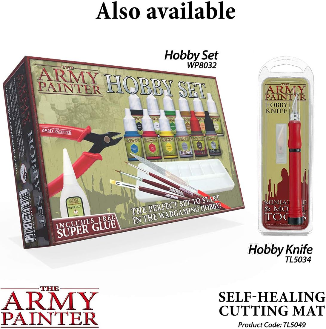 The Army Painter Self-Healing Cutting Mat | Double-Sided PVC Non-Slip Mat| 3-Layer Square Cutting and Modeling Mat| A4, 220x300mm | for Role Play, Board Game