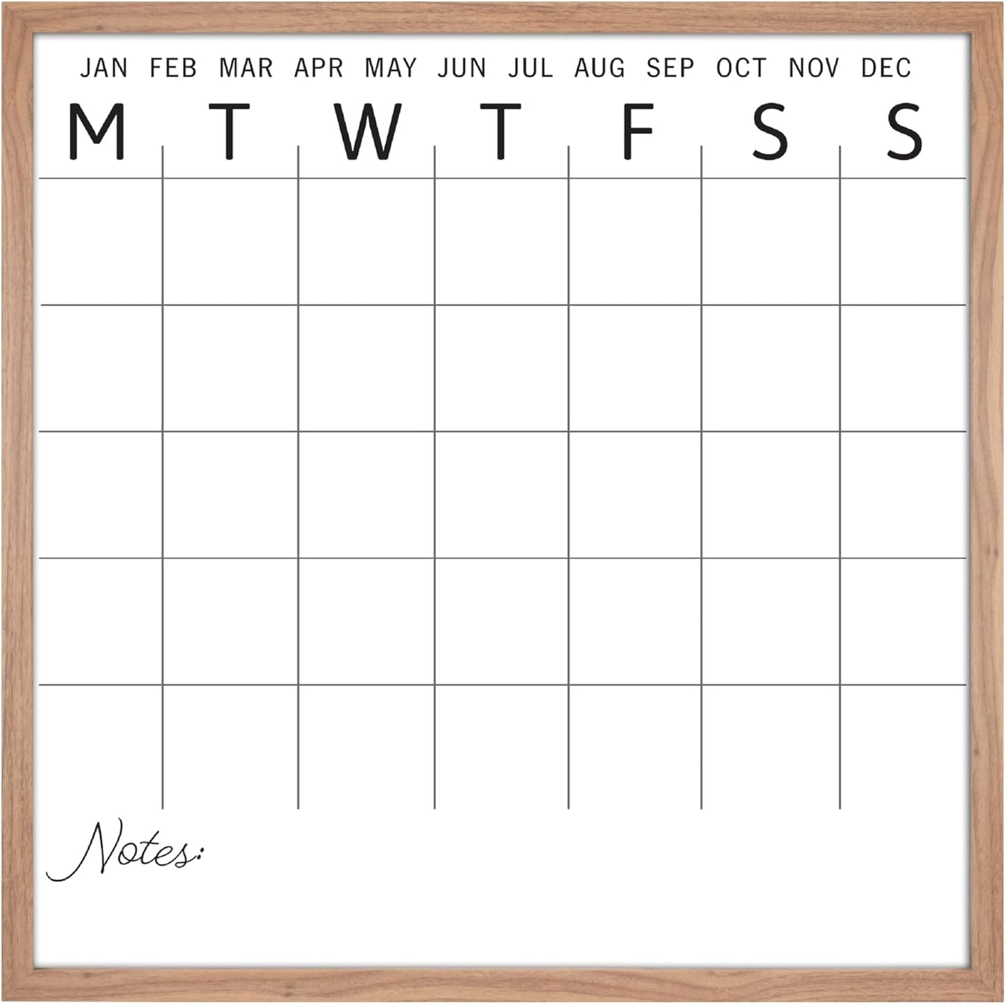 MCS Dry Erase Weekly Planner 11x24 Walnut Framed Calander Whiteboard for Wall, Plan Your Week with Family Weekly Planner for Dinners, Sports, Events & More