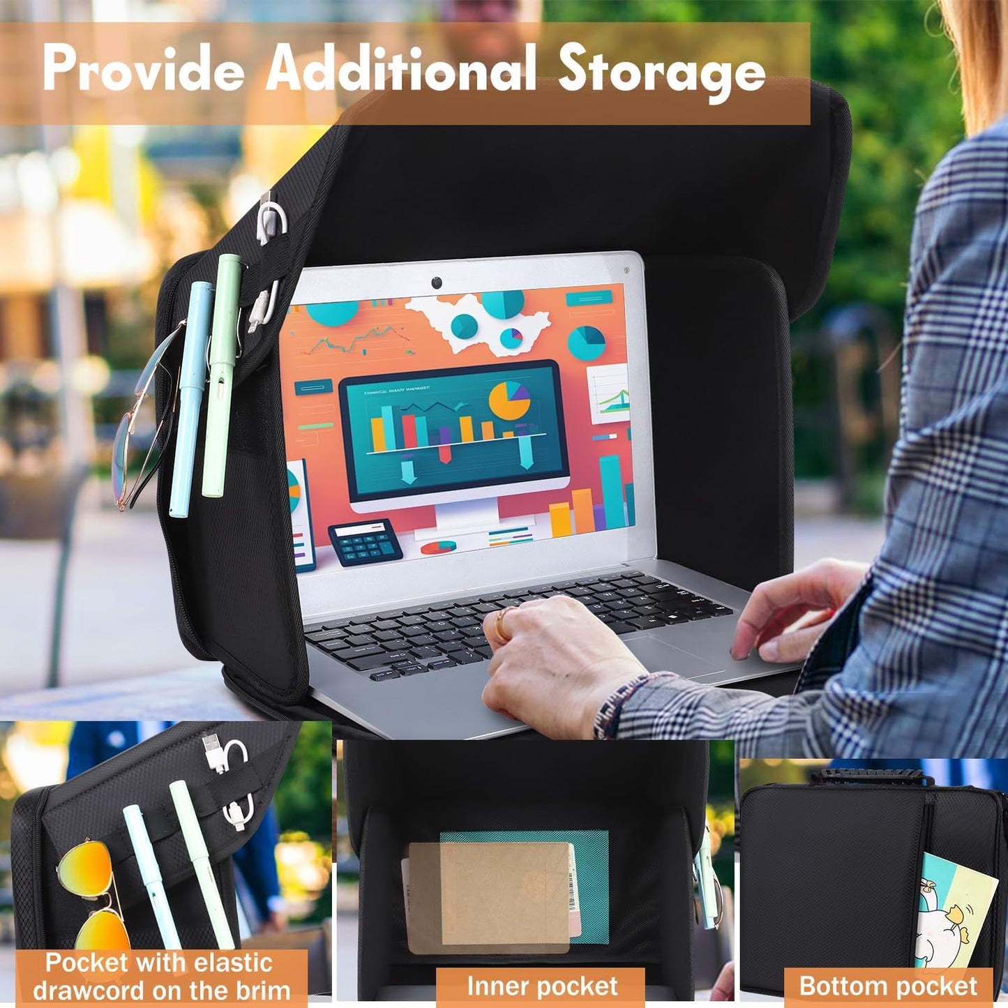 Laptop Sun Shade Laptop Sun Glare Shield Privacy Screen Hood Lightweight Laptops Sunshade Bag for Working Outside Portable Shield Cover 12-14'' (Patent Pending)