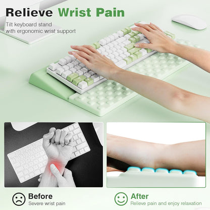 Ospelelf Tilt Keyboard Stand with Wrist Rest, Comfy Ergonomic Keyboard Riser Holder for Office Home