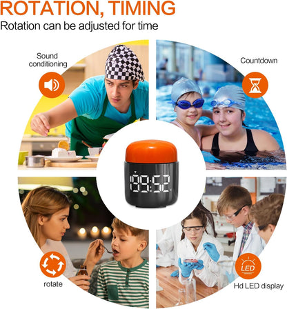 Table Twist Timer, Large LED Display Stopwatch, Silent & Loud Alarm, 199 Minute Countdown & Up, Vintage Night Light, for Kitchen Cooking Meeting Teacher Classroom Office Yoga Fitness Games (Orange)
