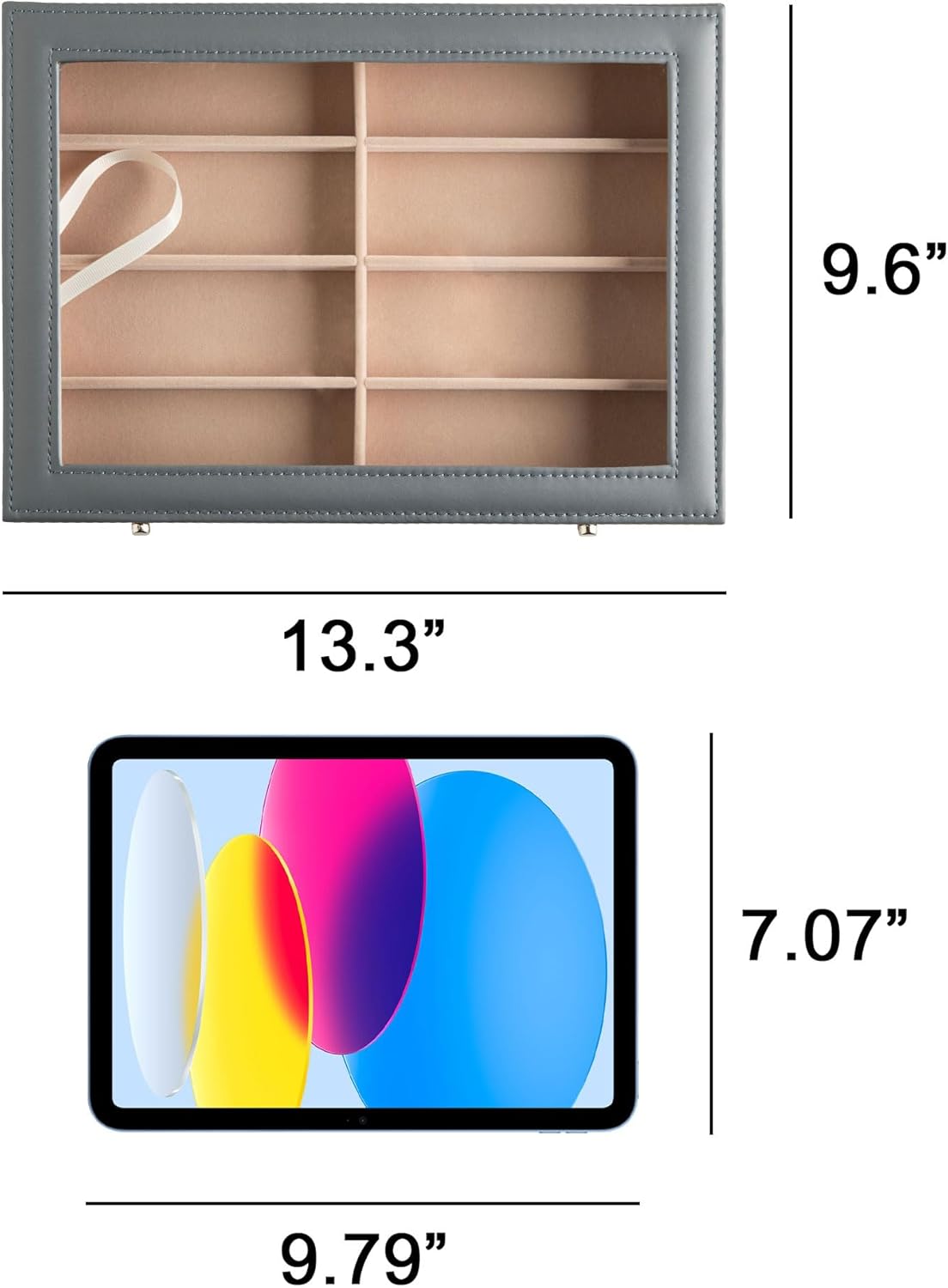Frebeauty Sunglass Organizer,PU Leather Glasses Organizer,8-Slot Sunglasses Tray,Men's/Women's Sunglasses Box,Sunglass Case,13.3 x 9.6 x 1.5 Inches,Eyeglass/Eyewear Display Tray(Grey)