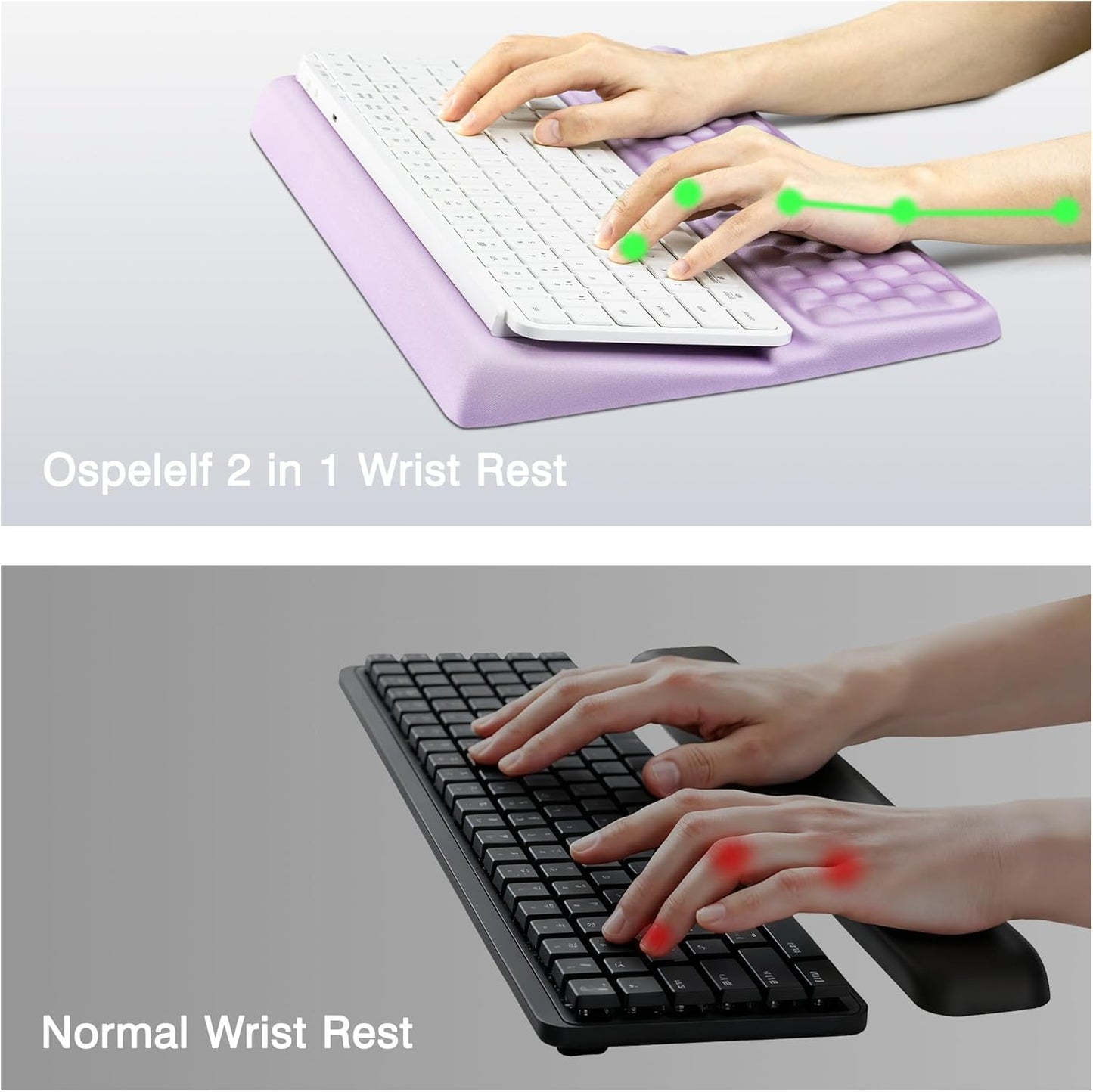 Ospelelf Tilt Keyboard Stand with Wrist Rest, Comfy Ergonomic Keyboard Riser Holder for Office Home