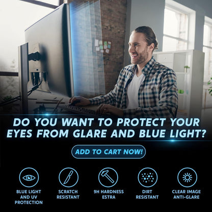 [2 Pack] 24 inch Removable Anti-Glare Blue Light Screen Protector for 16:9 Computer Monitor – Anti-Glare, Anti-Scratch, PC Anti-UV Eye Protection Filter