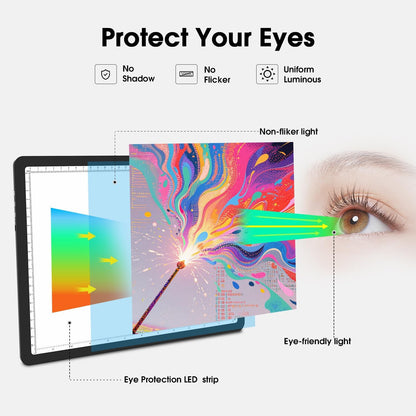 Rechargeable A3 Light Pad with Carry Bag, High-Brightness Tracing Light Box with 6 Levels of Brightness, Side Physical Buttons & 3 Colors, Wireless Light Board for Diamond Painting, Drawing, Sketching