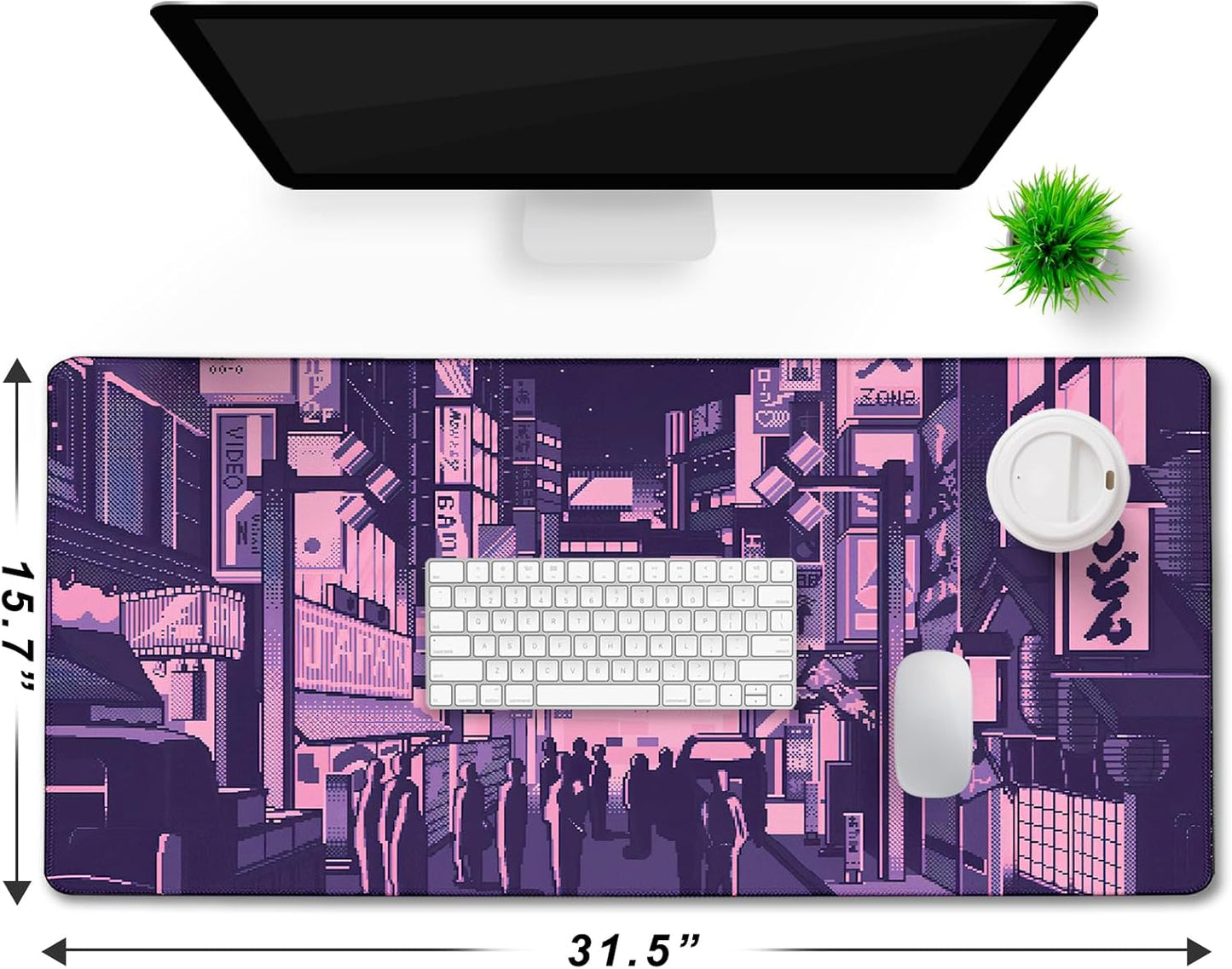 31.5" x 15.7" Waterproof Fabric Desk Pad, Rubber Anti-Slip Base, Stitched Edges No Curling, Fits Laptop Keyboard and Mouse, Smooth Office Mat Large Mouse Pad for Work Game, Black