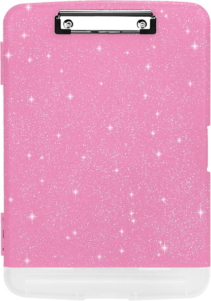 Glitter Clipboard with Storage,Storage Clipboard with Pen Holder,A4 Binder Clip Boards 8.5x11 with Low Profile Clip,Side Opening Sparkle Clipboards, Clipboards Folder for Office Supplies-Starry Black