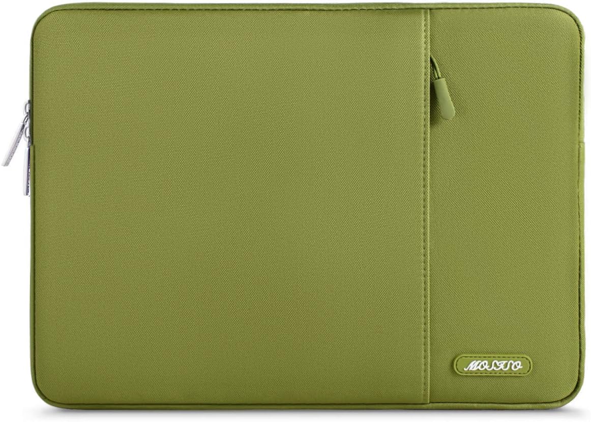 MOSISO Laptop Case 13.3 inch, 13-13.3 inch Laptop Sleeve Compatible with MacBook Air/Pro 13/Pro 14 M5 M4 M3 M2 M1, HP Dell ASUS Lenovo,Polyester Vertical Computer Sleeve Bag with Pocket, Antique Green - Colors B