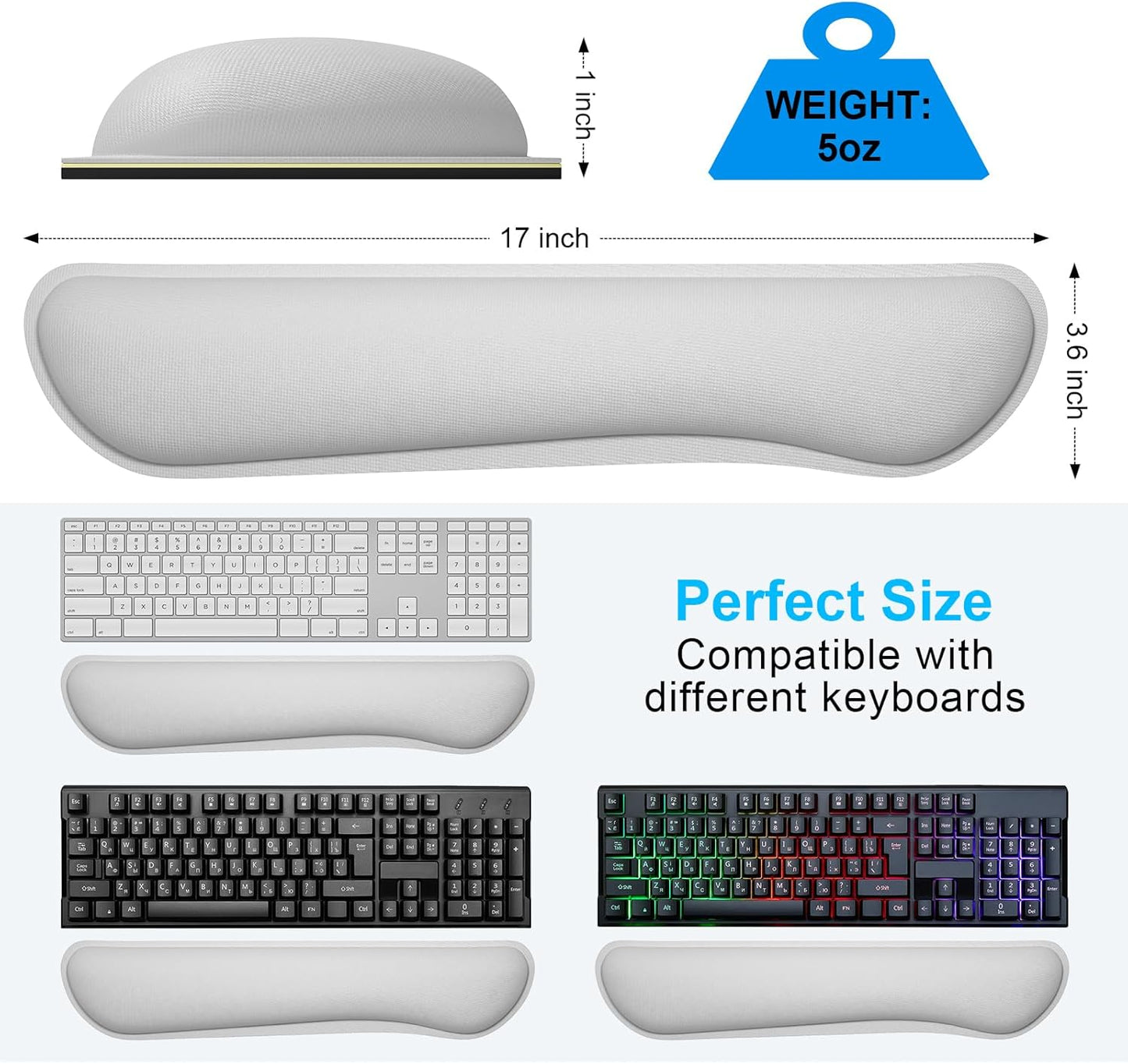 Dapesuom Enlarge Keyboard Wrist Rest, Memory Foam Keyboard Wrist Cushion for Computer Desk Mats Support, Pain Relief Ergonomic Mouse Pad Rests with Non-Slip Base for Gaming, Laptop, Radiant Orchid