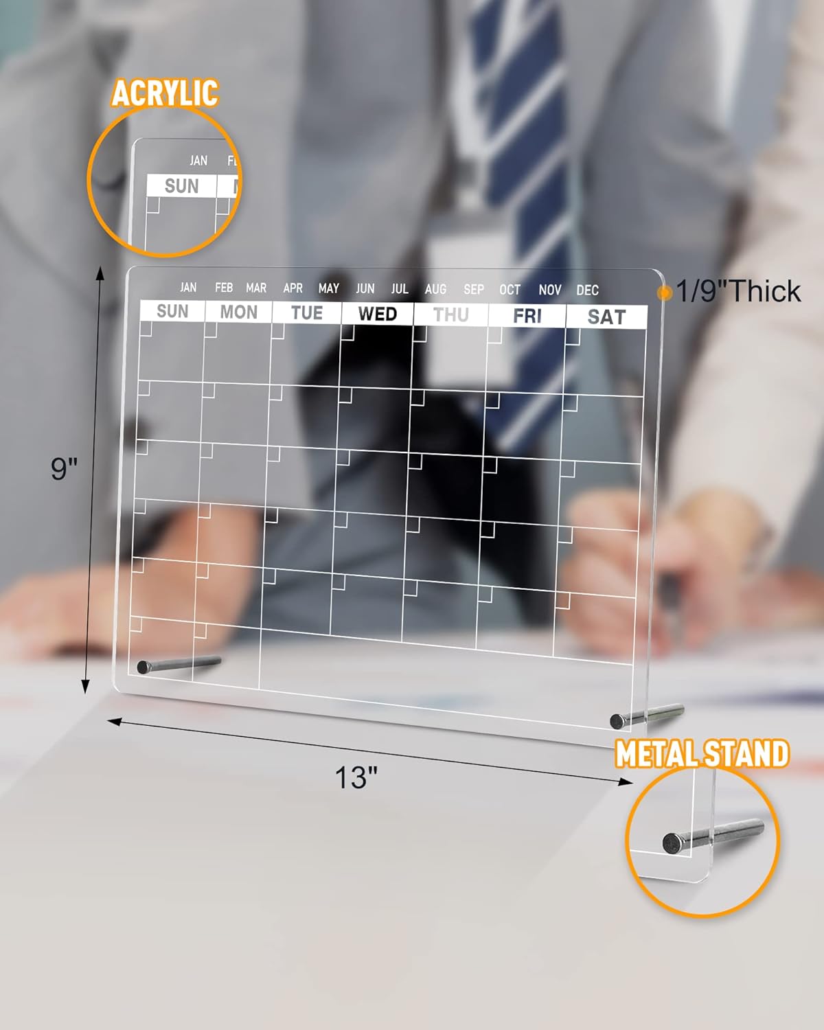 Acrylic Dry Erase Board to Do List Desktop Clear Memo Note Board, 9x13 Tabletop Whiteboard with Stand for Office, Home, School, Includes 6 Dry Erase Markers