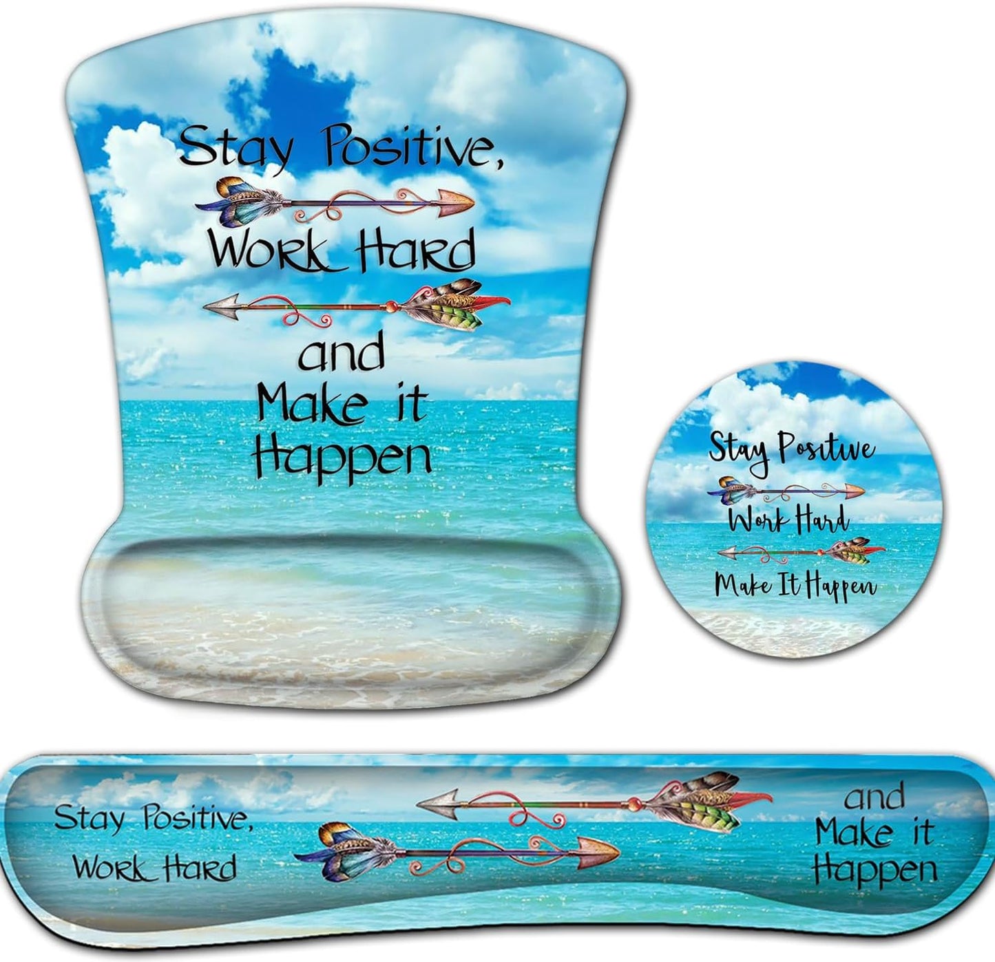 Mouse Pad with Wrist Support, Ergonomic Gel Mouse Pad Beautiful Flowers,Non-Slip Durable, Memory Foam Keyboard Wrist Rest, Suitable for Office Typing Games, Pink Hyacinths on Wood Panel