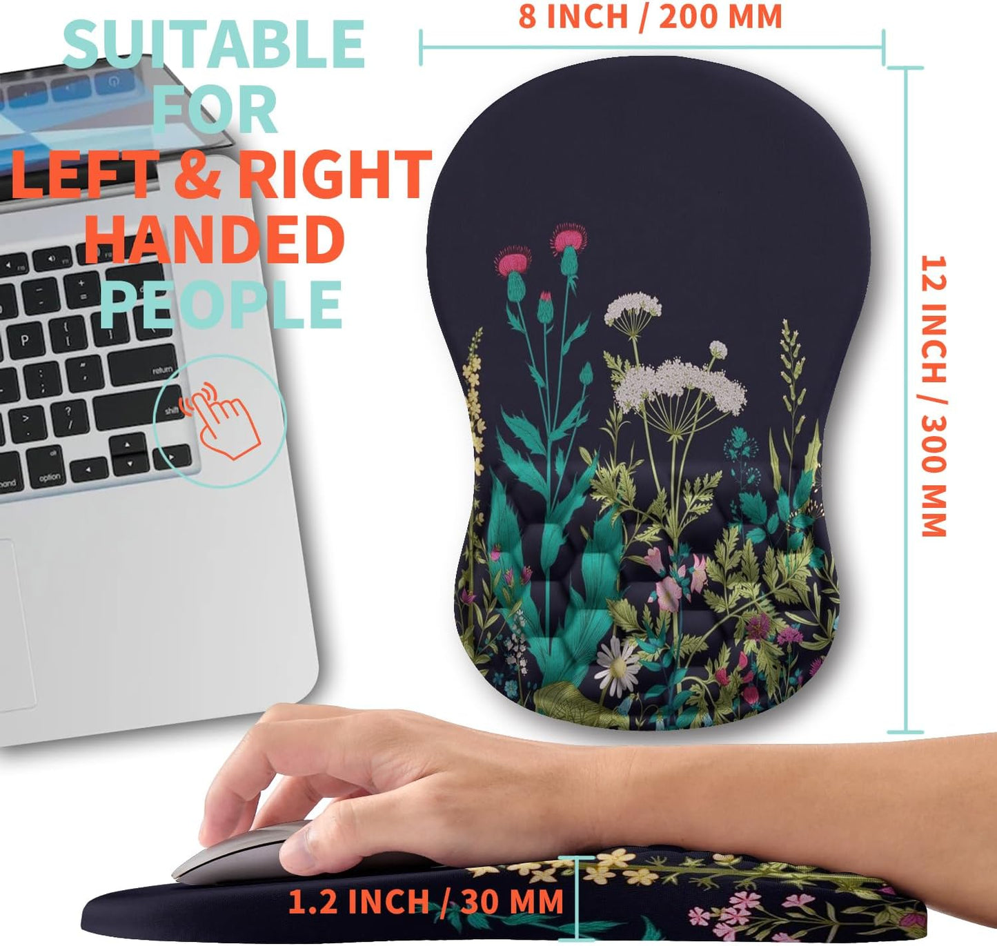 Ergonomic Mouse Pad Wrist Support with Memory Foam Massage Bulge, Carpal Tunnel Pain Relief Mousepad Wrist Rest for Mouse(12x8 inch, Silver Gray Light Purple)