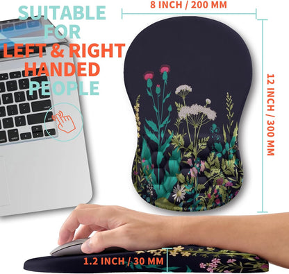 Ergonomic Mouse Pad Wrist Support with Memory Foam Massage Bulge, Carpal Tunnel Pain Relief Mousepad Wrist Rest for Mouse(12x8 inch, Silver Gray Light Purple)