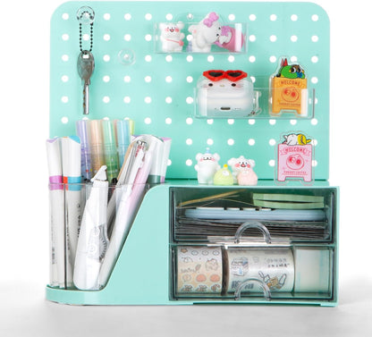 Comix 360° Rotating Pen Holder for Desk, Cute Pencil Holder Pen Organizer, Green Acrylic Pencil Cup Caddy with 5 Slots for Home School Office Supplies