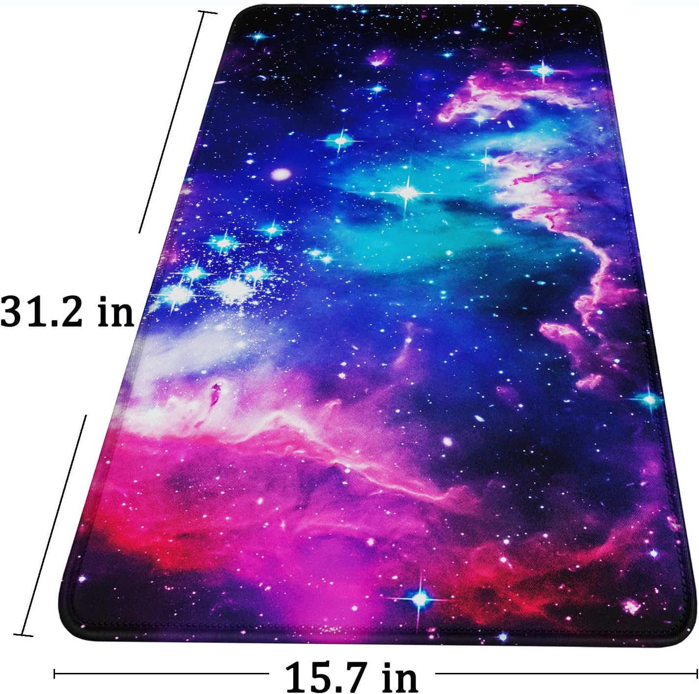 Large Extended Gaming Mouse Pad with Stitched Edges, (31.5X15.7In) Durable Non-Slip Natural Rubber Base, Waterproof Computer Keyboard Pad Mat for Esports Pros/Gamer/Desktop/Office/Home-Black
