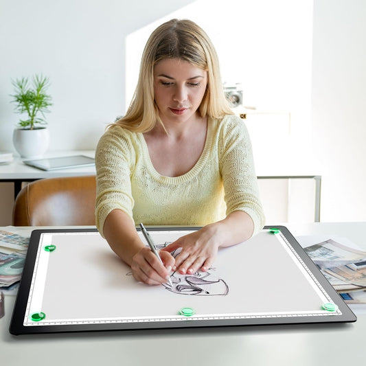 Rechargeable A4 Light Box for Tracing,Bawaslom LED Light Pad with Adjustable Stand and Strong Magnets,Ultra-Thin & Bright Tracing Board for Diamond Art,Sketching,Vinyl Weeding,Architectural Design