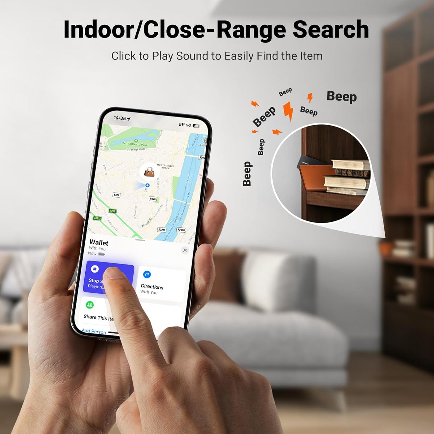 UGREEN FineTrack Slim Wallet Tracker Card (iOS Only), Bluetooth Tracker Card Finder 0.07in &IP68 Waterproof &One Charge Lasts A Year, Work with Apple Find My Rechargeable Tracker[Apple MFi Certified]