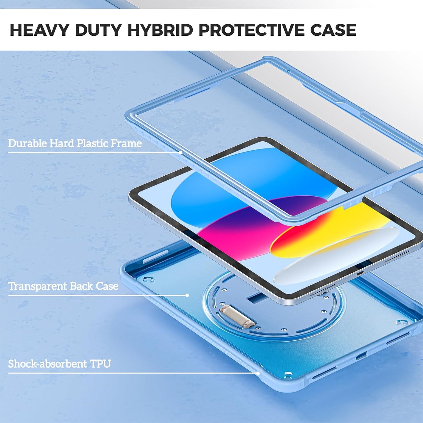 ProCase for iPad 11th Generation A16 2025/iPad 10th Generation Case 10.9 Inch 2022, Heavy Duty Shockproof Rugged Cover with Hand Strap 360 Degree Rotatable Kickstand Protective for iPad 11/10 -Black
