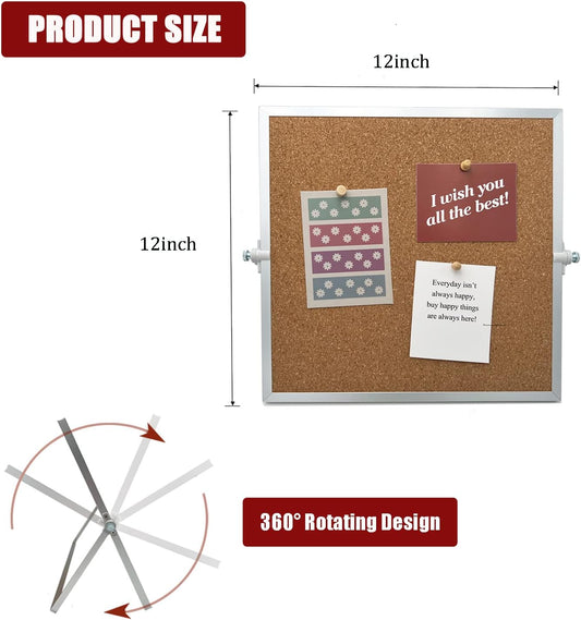 Desktop Cork Board, Double Sided Bulletin Board Message Board with 15 PCS Push Pins, Decorative Pin Board Perfect for Home School Office Decor
