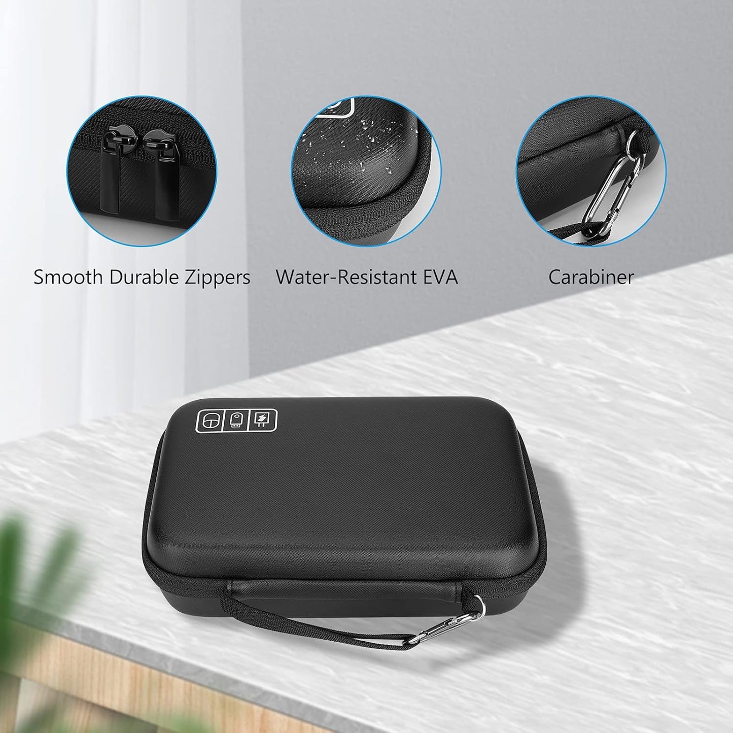 ProCase Hard Travel Electronic Organizer Case for MacBook Power Adapter Chargers Cables Power Bank Apple Magic Mouse Apple Pencil USB Flash Disk SD Card Small Portable Accessories Bag