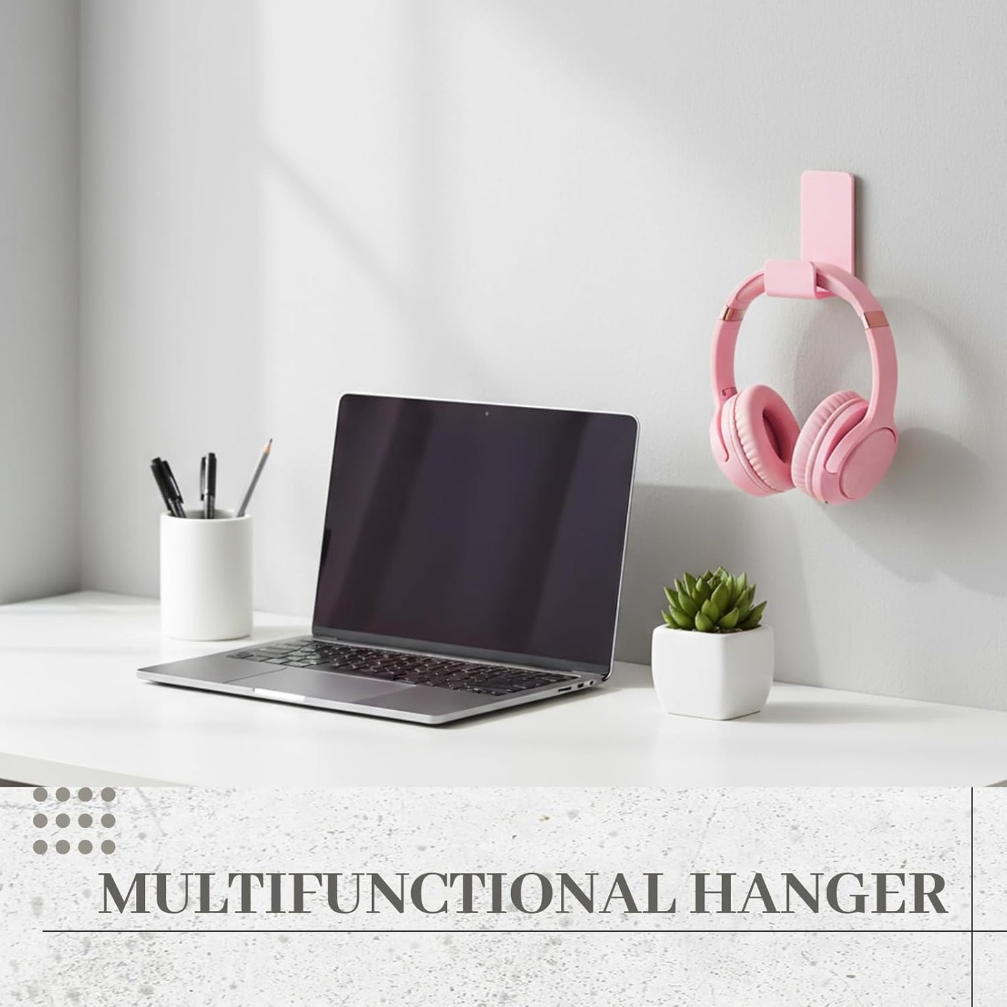 Weewooday 4 Pieces Headphone Hanger Holder Desk Adhesive Headphone Hook Wall Mount Headset Stand Acrylic Holder with Glues for General Purpose Game Earphone(White)