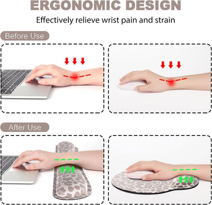Ergonomic Mouse Pad with Wrist Rest and Keyboard Wrist Rest, Memory Foam Wrist Rest for Computer Keyboard, Easy Typing, Pain Relief, Mouse Pad Wrist Support for Gaming,Office, Laptop, Black Flower
