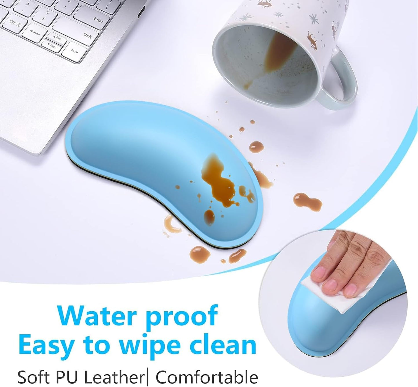 Dapesuom Mouse Wrist Rest, Ergonomic Memory Foam Mouse Wrist for Computer Desk Mats Support, PU Leather Hand Rest Pad Cushion for Gaming, Laptop, Men, Women, Pain Relief & Easy Typing, Black