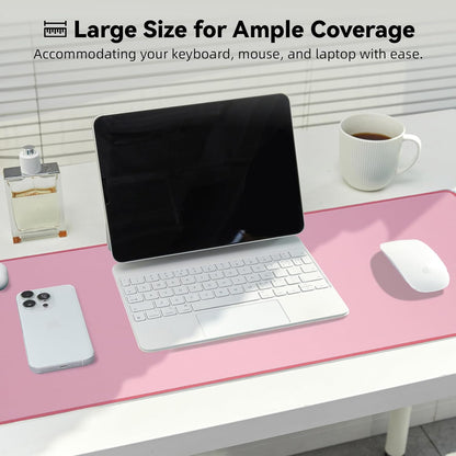 Reniteco Waterproof Large Gaming Mouse Pad with Durable Stitched Edges, Non-Slip Rubber Base, Grainy Jacquard Mouse Mat Desk Pad for Home Office Gaming, 31.5''x11.8''x0.12'', Matte Beige