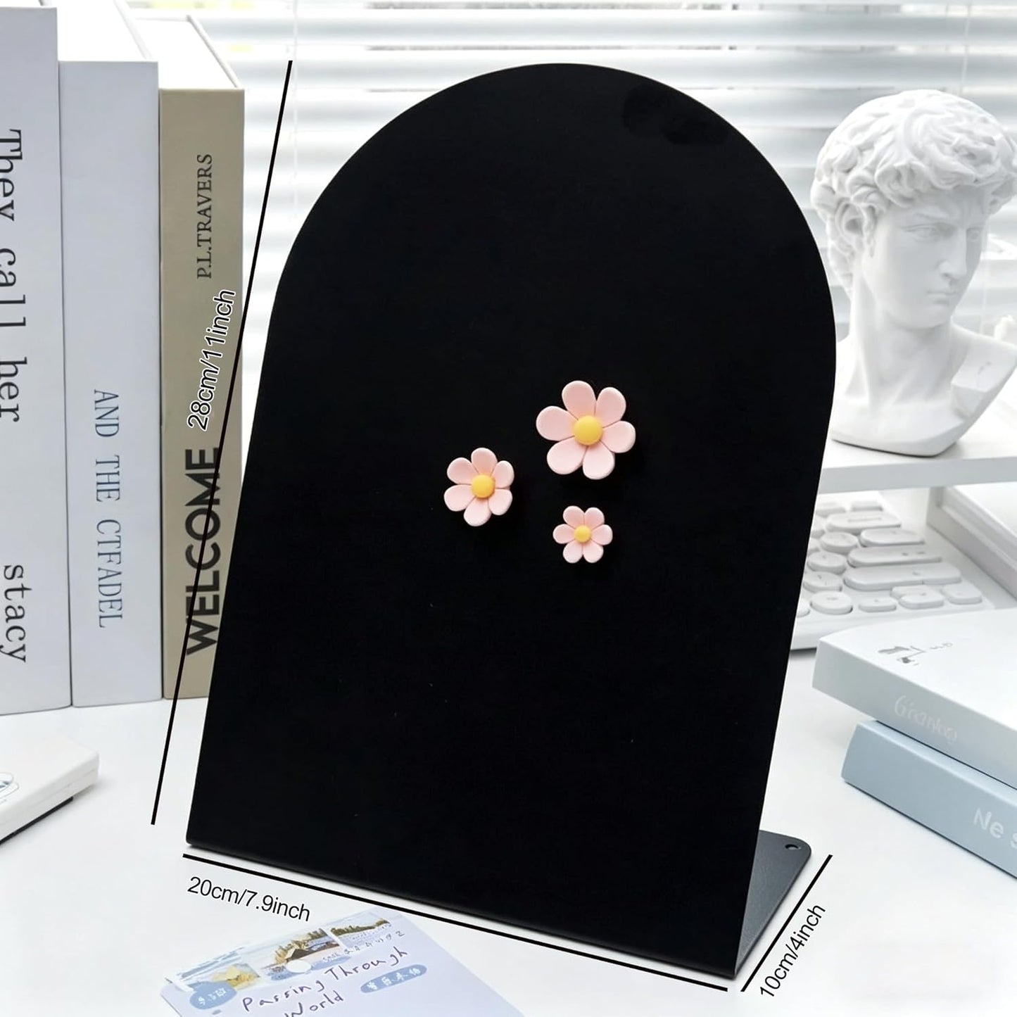 2 Pack Magnetic Bulletin Board with Stand, Magnetic Board, Magnet Board, Metal Tabletops Memo Photos/Souvenir Display Board Magnet Desk Display Stand for Home School Office Kitchen Decoration