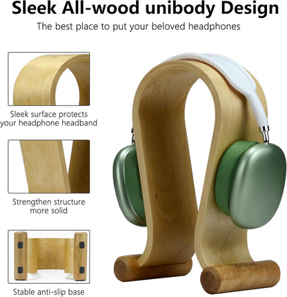 SAMDI Wood Headphone Stand, Headphone Holder Wood Headset Stand Compatible for Sony, Bose, Shure, Jabra, JBL, AKG Gaming Headphones Display et. (Walnut)