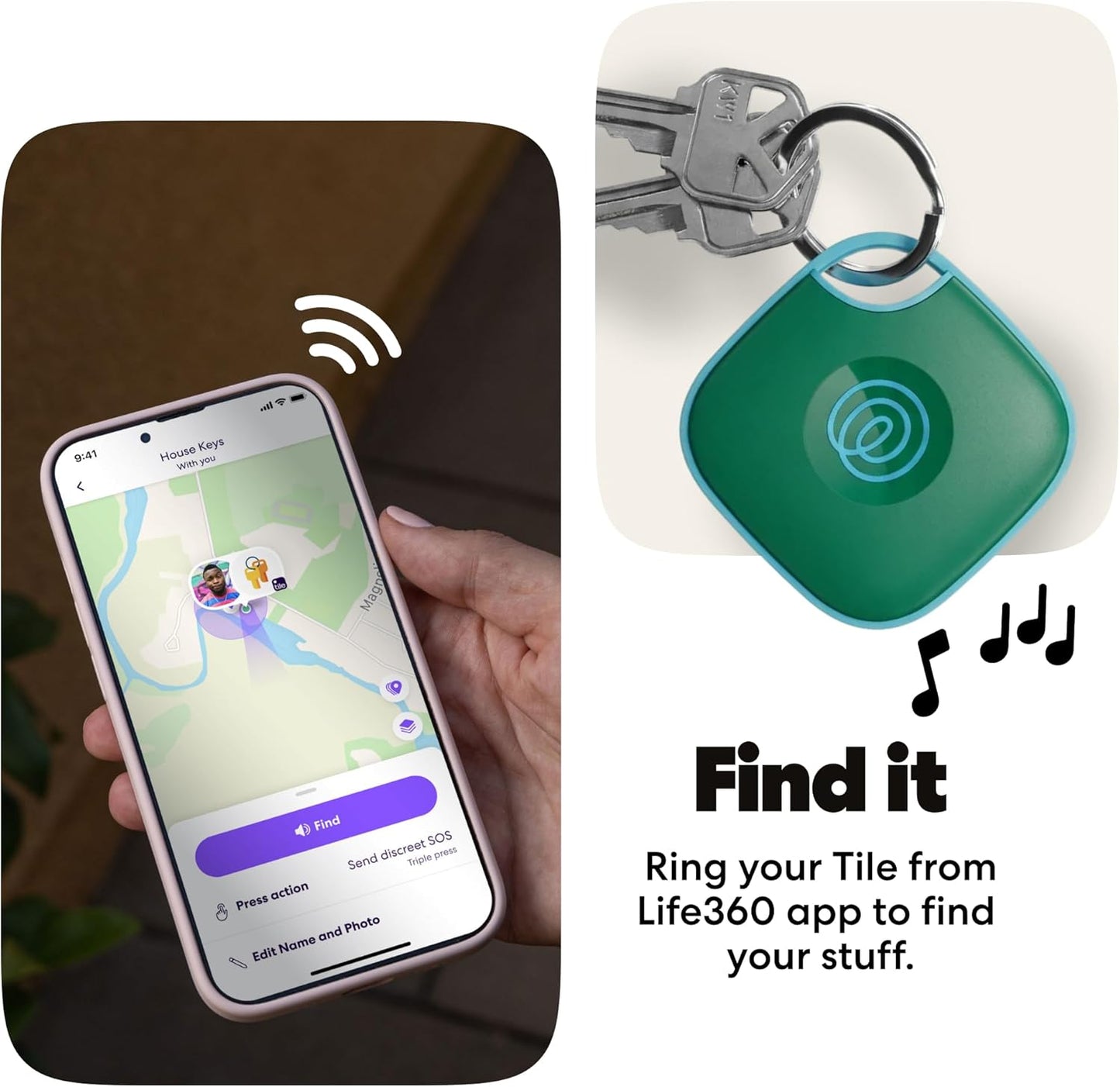Life360 Tile - Bluetooth Tracker, Keys Finder and Item Locator for Keys, Bags and More. Phone Finder. Both iOS and Android Compatible. 2-Pack (Black/White)