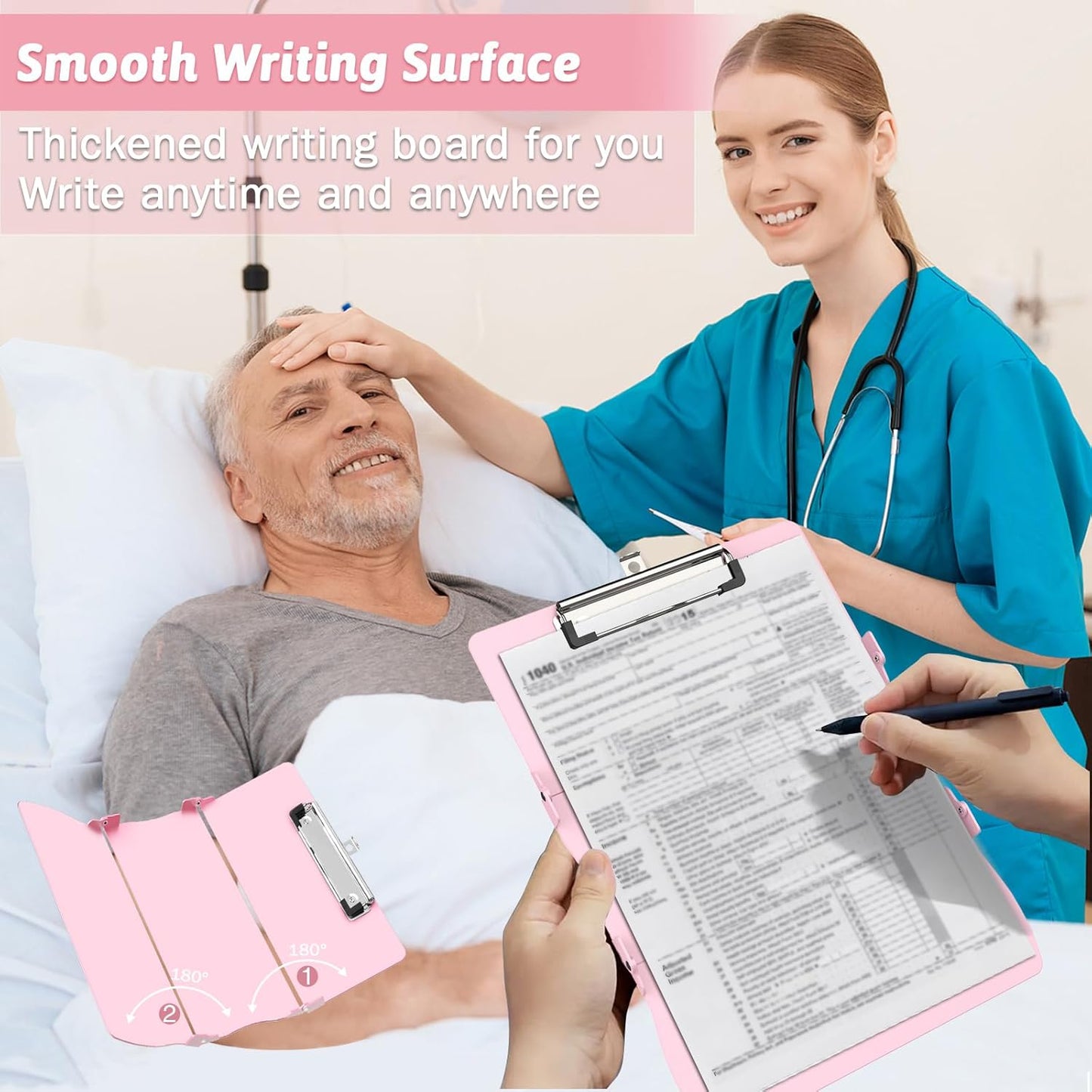 Clipboard Foldable Without Edition Cheat Sheets Aluminum 3 Layers Foldable Clipboards Pocket Size Profile Clip Clipboards Notepad for Students, Nurses,Contractor Trucker Driver