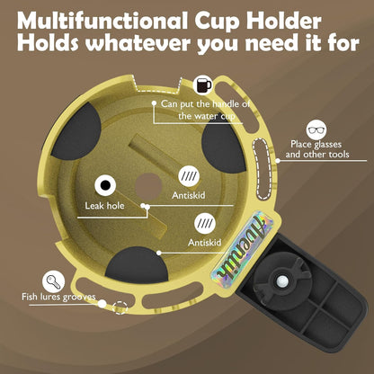 Desk Cup Holder with Spill-Proof Cup Design, Clip on Cup Holders for Desk, Table, Porch Swing, Patio Chair , Fits Maximum Diameter of 3/3.38 inches Bottles. (Black, Large)