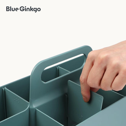 BLUE GINKGO Stackable Organizer Caddy – Korean-Made Portable Tote for Bathroom, Office, Crafts, or School Supplies (Rectangle, White)