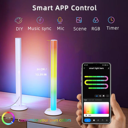 Smart LED Light Bar, TV Backlight Ambient Lighting, Compatible with Alexa, RGB Light Bar for Room with 16 Million Colors, Music Sync Gaming Lights APP Control, Desk Lamp LED Lights for TV, PC, Party