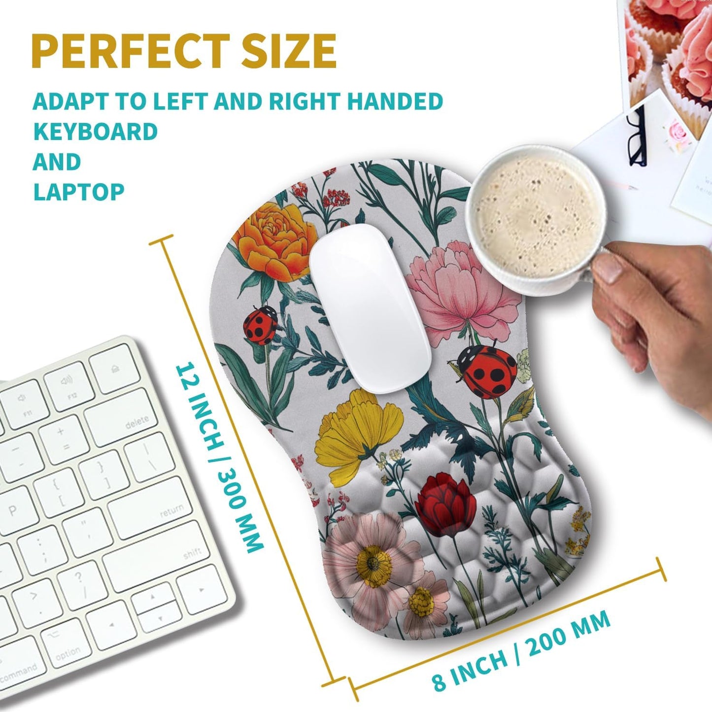 Hokafenle Ergonomic Mouse Pad Wrist Support, Wrist Rest Mousepad for Carpal Tunnel Pain Relief with Integrated Memory Foam Slope Massage Bulge (11.8x7.9 inch,Topographic Contour)