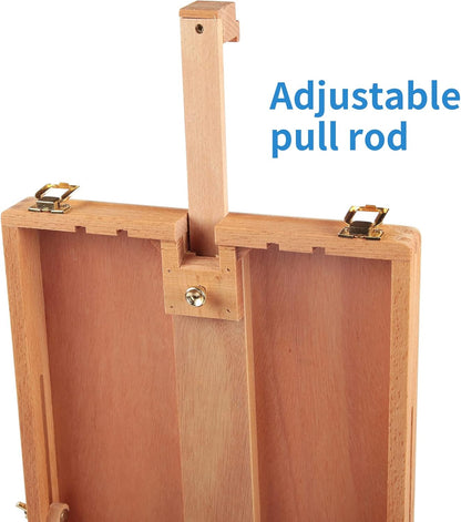 Falling in Art Wooden Tabletop Easel, Beech Wood Sketchbox Desktop Easel for Painting, Portable Art Drawing Easel for Beginners and Professionals