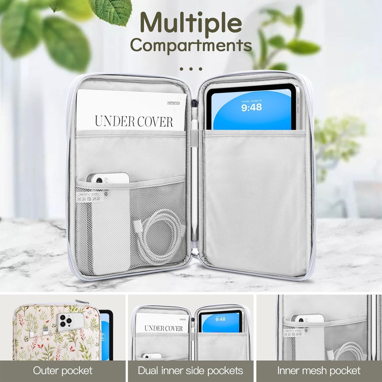 Dadanism 9-11" Tablet Sleeve Bag Carrying Case for iPad (A16) 11th Gen 11", iPad 10th Gen 10.9" Air 5/4, iPad Air M4/Pro 11", iPad 9/8/7th, Galaxy Tab A11+ Plus 11", Remarkable 2 10.3", Black