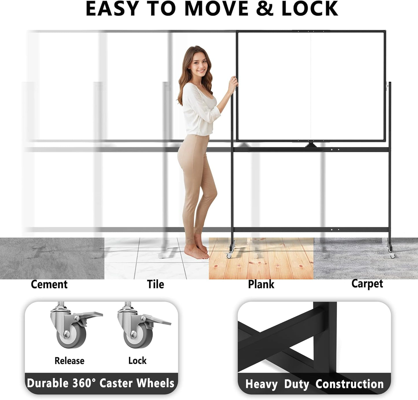 Large Whiteboard Easel with Stand, 36" x 24" Portable Standing Magnetic Dry Erase White Board, 3' x 2' Tripod Height Adjustable Flip Chart Easel for Home Office Classroom School, Silver