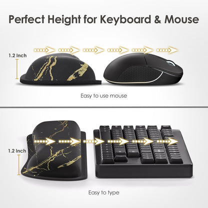 Gimars Upgrade Enlarge Silky and Superfine Fabric Gel Memory Foam Keyboard Wrist Rest Set, Ergonomic Keyboard Mouse Wrist Support for Typing Pain Relief, Comfort for Office, Gaming, Computer, Black
