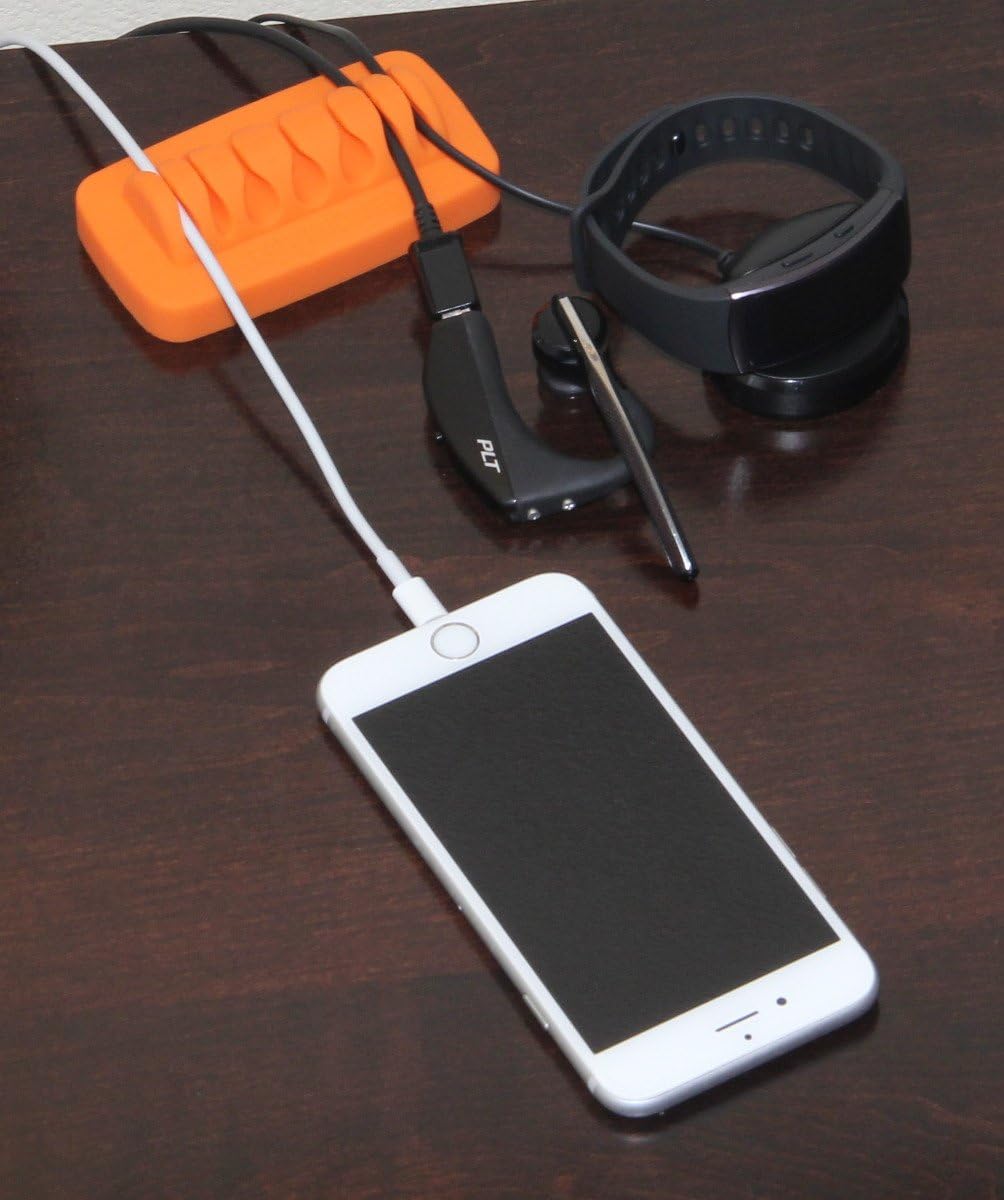 Desktop Cable Organizer, Weighted, Eco-Friendly Silicone, No Bad Smell, Bundled with 4 Reusable Cable Ties (Black)