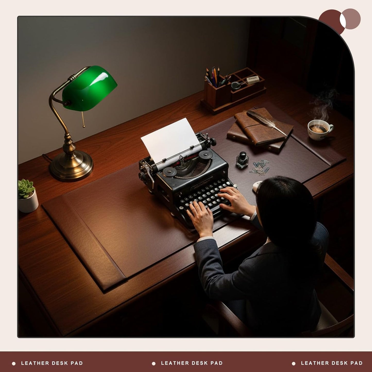 30 x 18 Inch Leather Desk Pad Protector with Side Rails, Executive Office Desk Mat for Home Workspace, Writing Surface, Mouse & Keyboard Pad, Elegant Gift for Men Dad Husband (Brown)