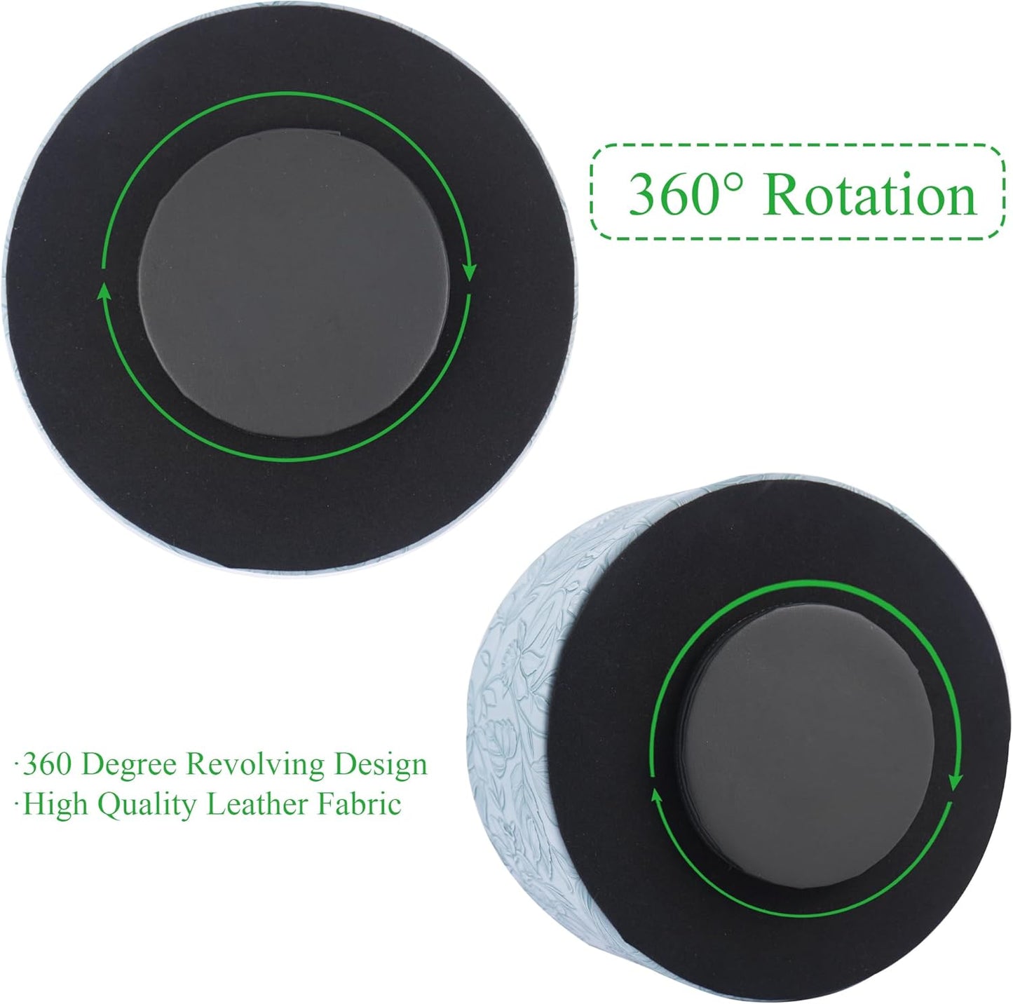 Round Leather Art Supply Organizer,Remote Control Holder,360 Degree Rotating,Multi-Functional Pencil Holder,4 Compartments Desktop Stationary Organizer(1-Fractal Flower) | Round - Colors B