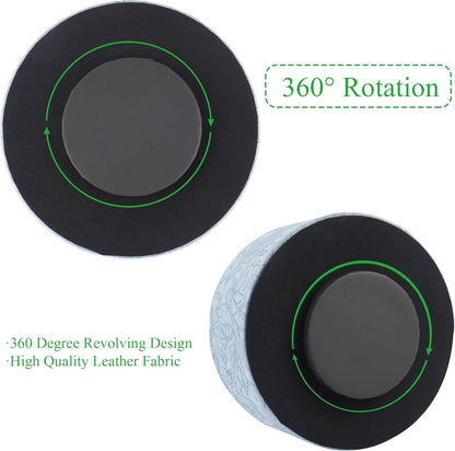 Round Leather Art Supply Organizer,Remote Control Holder,360 Degree Rotating,Multi-Functional Pencil Holder,4 Compartments Desktop Stationary Organizer(1-Fractal Flower) | Round - Colors B