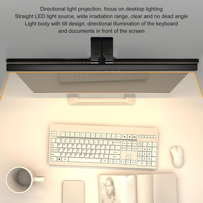 Monitor Light Bar Desk Light Bar 3 Switchable Light Modes Stepless Dimmable Touch Control Computer Screen Light Bar for Office Home White (White)