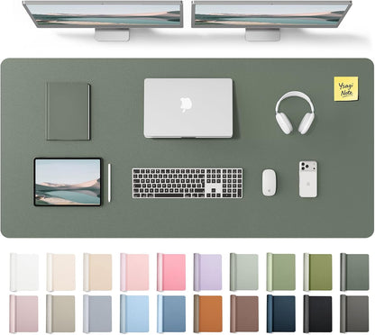 YSAGi Leather Desk Pad Protector, Large Mouse Pad, Non-Slip PU Leather Desk Blotter, Waterproof Writing Pad for Office and Home (31.5" x 15.8", Eggshell) - Colors B