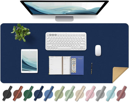 Non Slip Desk Mat, 31.5" x 15.7" PU Leather Desk Pad, Cork Desk Mat for Desktop, Desk Pad for Keyboard and Mouse, Ideal for Office and Home, Black