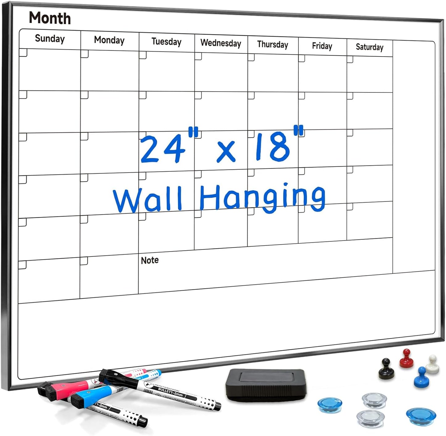 Weekly Planner Dry Erase Calendar for Wall Hanging, 16"x12" Aluminum Frame Whiteboard Calendar with Handle, Portable White Board as Office to Do List, Meal Planner for Home Kitchen