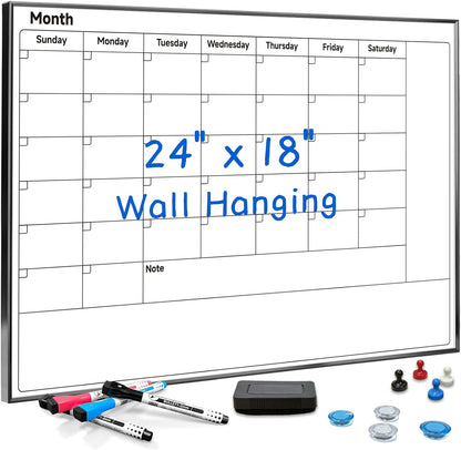 Weekly Planner Dry Erase Calendar for Wall Hanging, 16"x12" Aluminum Frame Whiteboard Calendar with Handle, Portable White Board as Office to Do List, Meal Planner for Home Kitchen